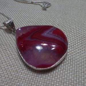 Gorgeous "PINK BOTSWANA AGATE" Handmade Sterling Pendant/Chain #218B